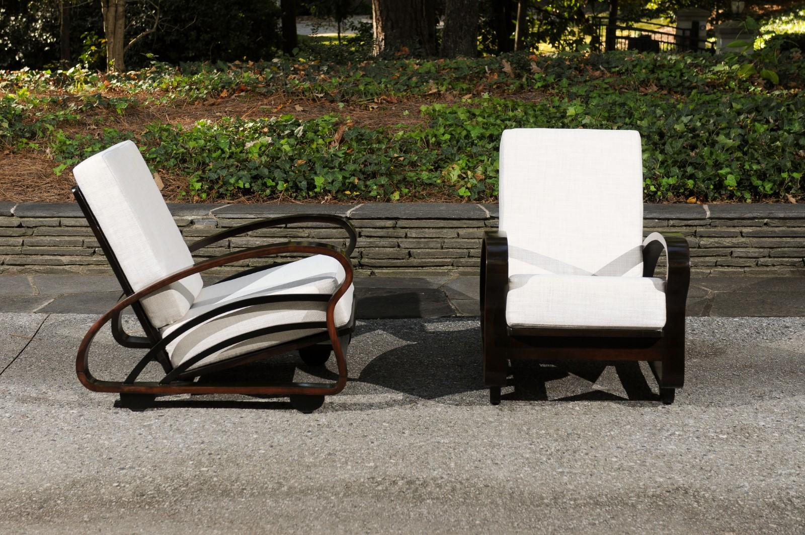 Prächtiger Satz von 4 Espresso Art Deco Plantation Liegestühlen, Kuba, um 1935 (Mitte des 20. Jahrhunderts) im Angebot