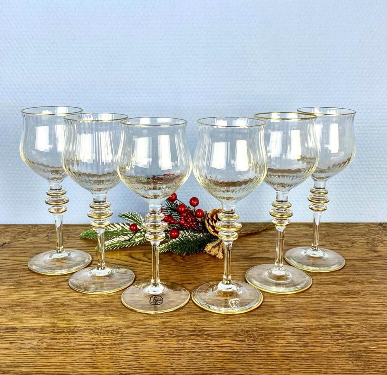 An exquisite set of glasses made of the finest ribbed crystal.

! Price for 6 glasses! 

 From the famous German manufactory GALLO, 1980s.

 Germany.

 Glasses for wine or any other drinks.

 Height 7.6 inc (19.5 cm)

 Limited edition.