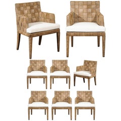 Vintage Magnificent Set of Eight Block Island Dining Chairs by John Hutton for Donghia