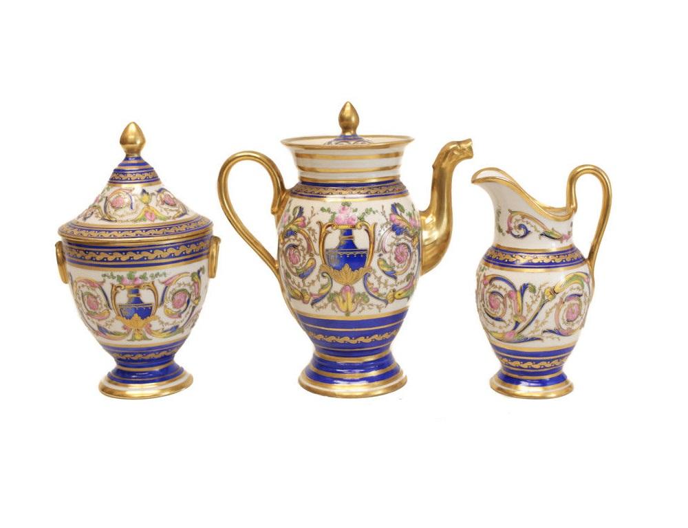 Magnificent Sevres Porcelain Tete-a-tete Tea Service Set, 19th Century For Sale 2