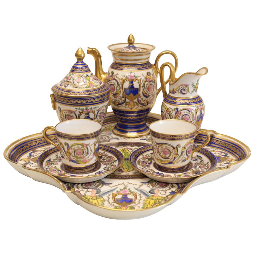 Magnificent Sevres Porcelain Tete-a-tete Tea Service Set, 19th Century For Sale