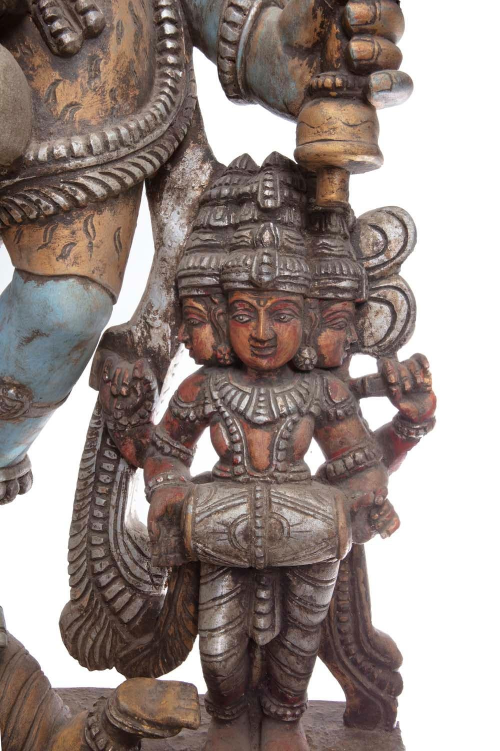 Bois Magnifique sculpture de Shiva, fabriquée à la main, cueillie à la main à Jodhpur, Inde en vente