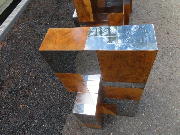 Magnificent Signed Paul Evans Burl Chrome Cityscape Dining Table Mid-Century For Sale 8