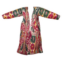 Antique Magnificent Silk Ikat Chapan, Uzbekistan, Xix Century