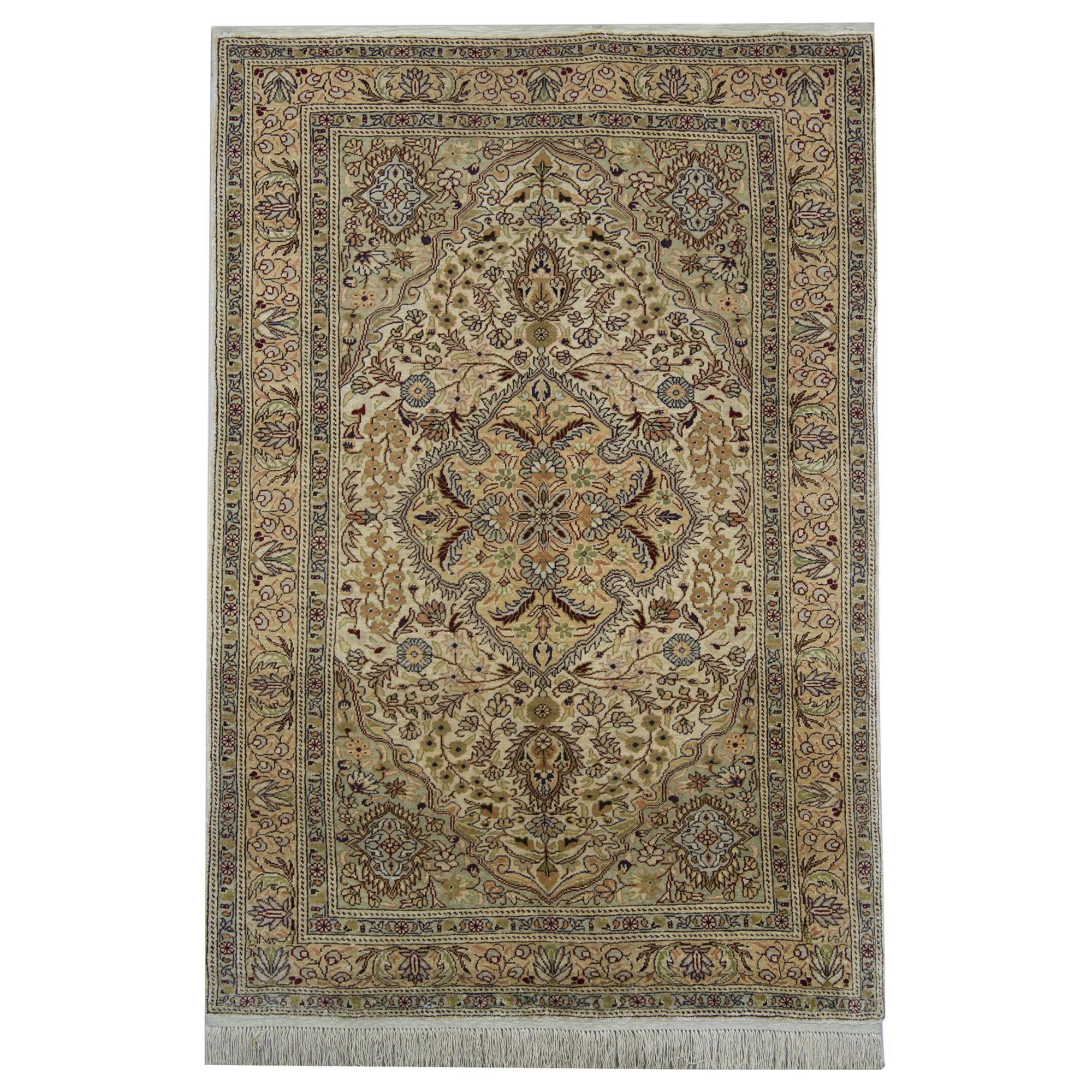 Herekeh Silk Rug, Turkish Rug Oriental Kayseri, Handmade Carpet Area Rug For Sale