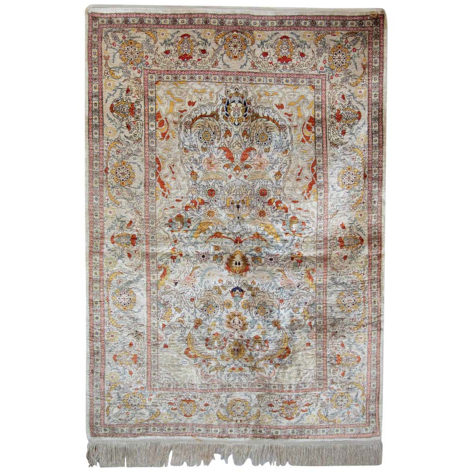 Sileh Rug Pure Silk Rugs, Metallic Pictorial Turkish Rugs, Hereke Handmade Carpet ...