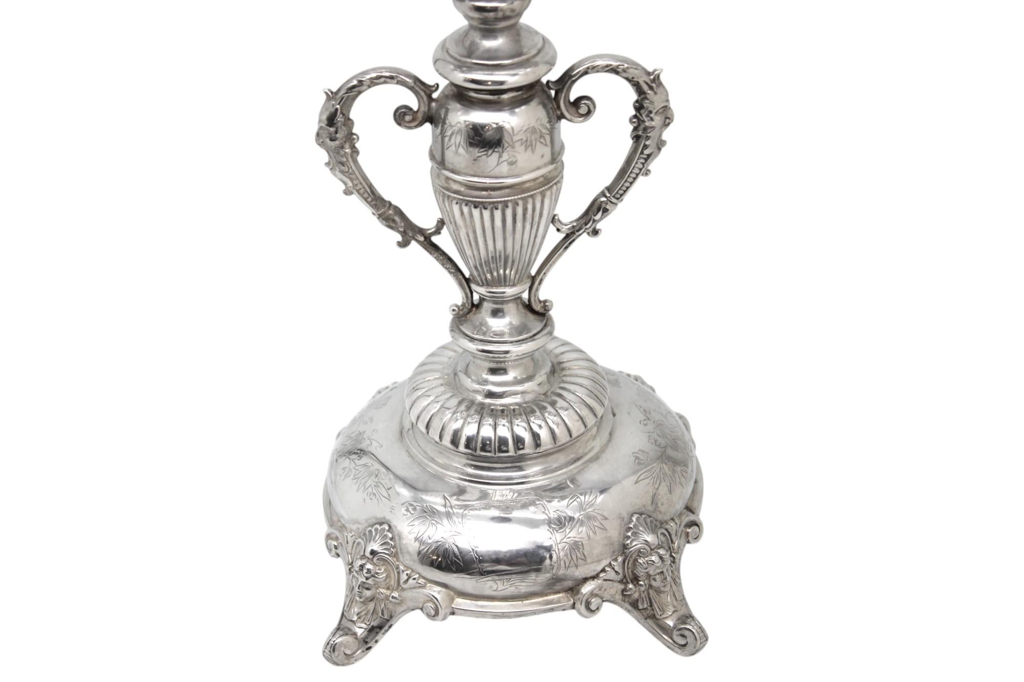 Prächtige silberne Chanukka-Lampe Menora, Österreich, um 1880. Judaica im Angebot 5
