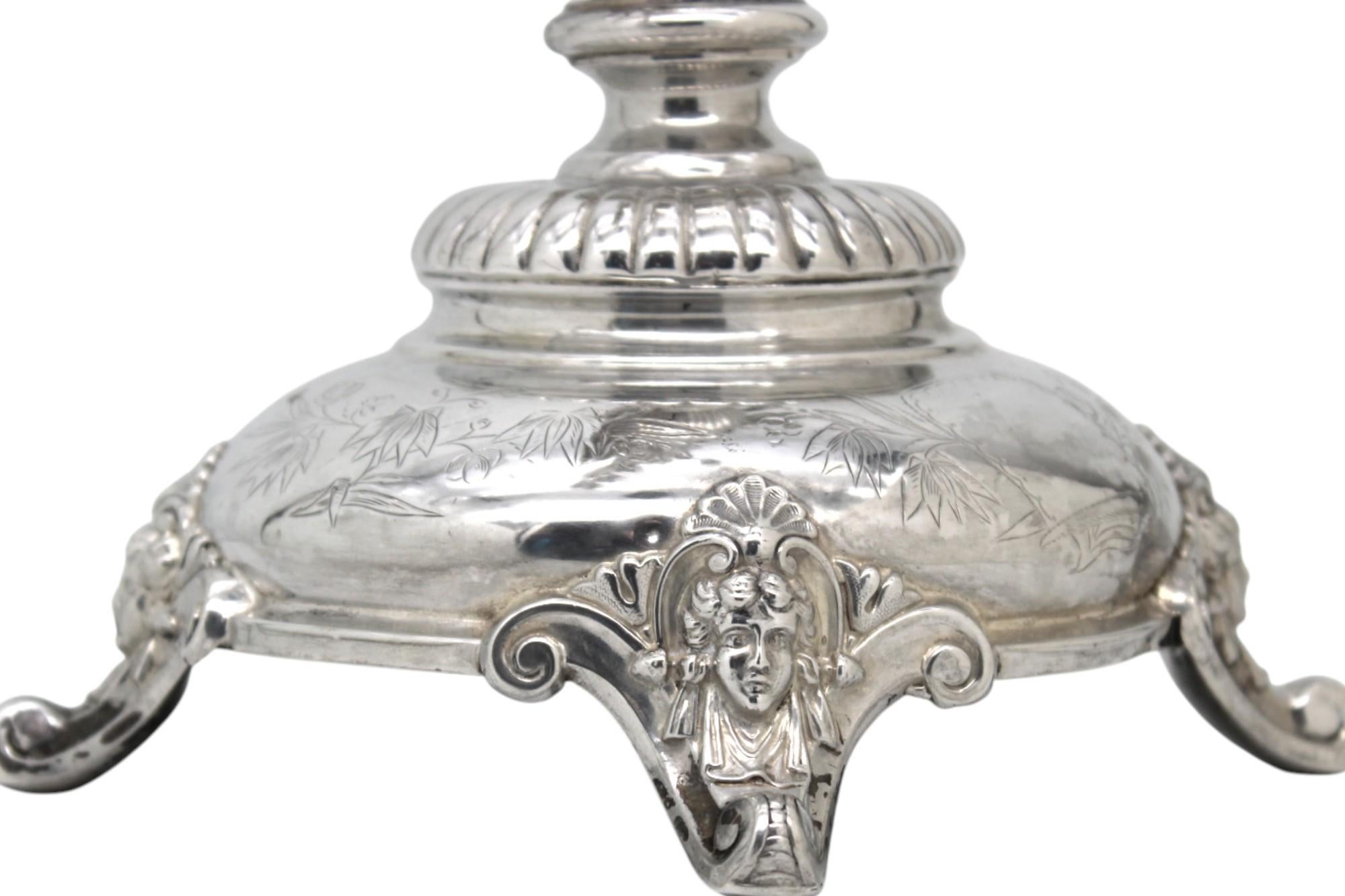 Prächtige silberne Chanukka-Lampe Menora, Österreich, um 1880. Judaica im Angebot 8