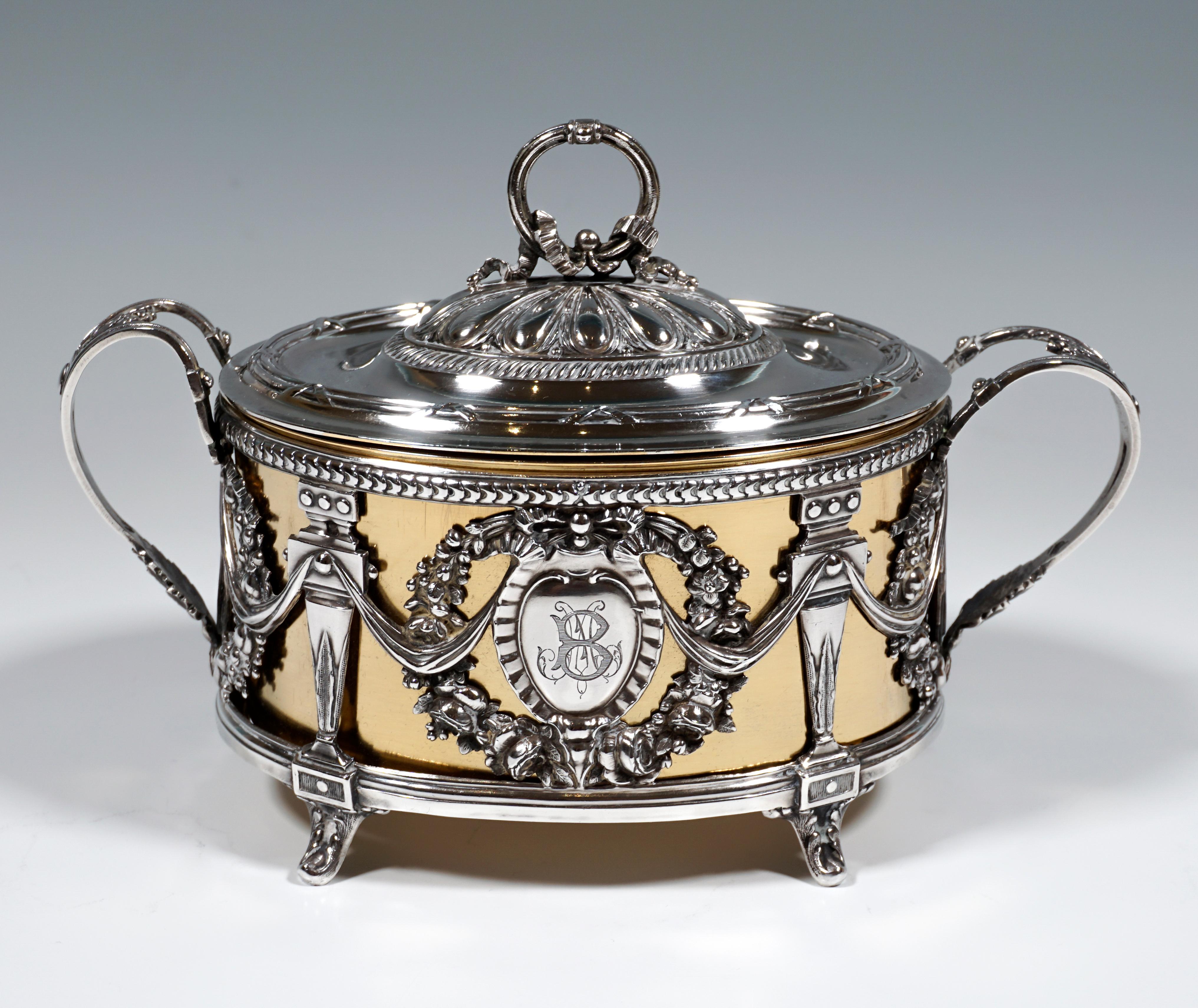French Magnificent Silver Sugar Bowl with Gilding, Adolphe Boulenger Paris, around 1890