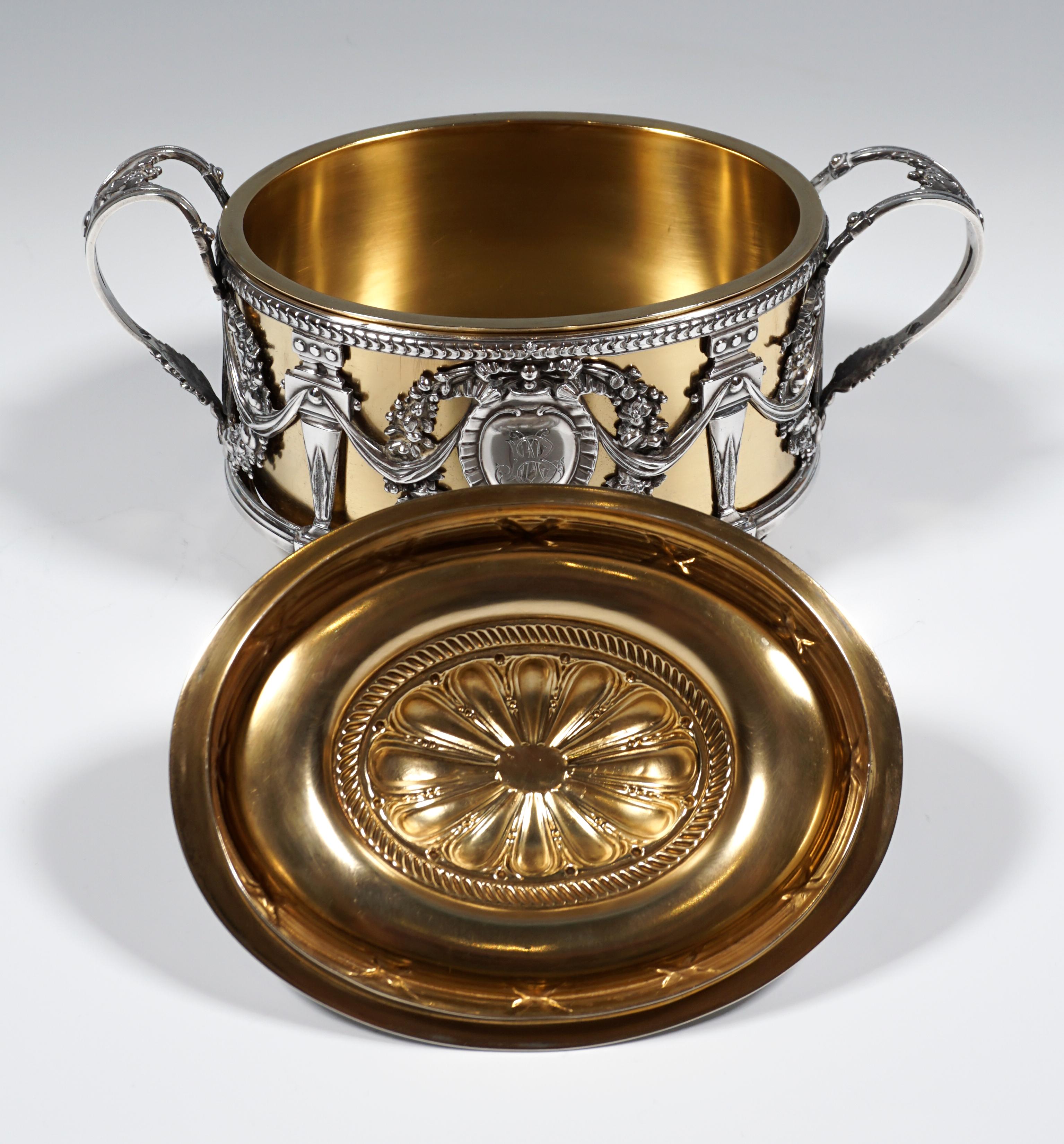 Early 20th Century Magnificent Silver Sugar Bowl with Gilding, Adolphe Boulenger Paris, around 1890