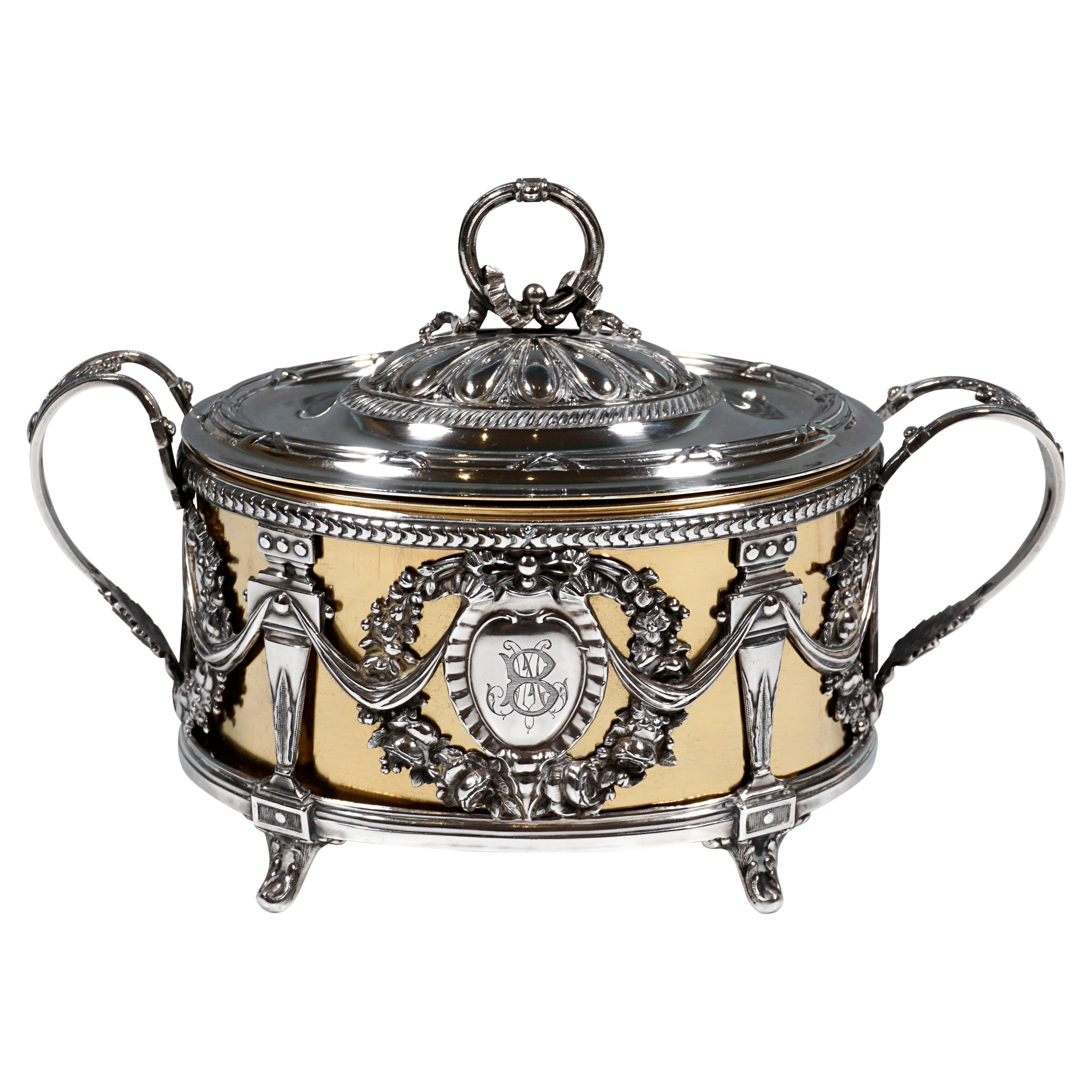 Silver Plate Sugar Bowl Richly Ornamented For Sugar Caviar Vintage Antique 