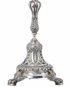MAGNIFICENT SILVER TORCH HOLDER  Portuguese, 19th Century