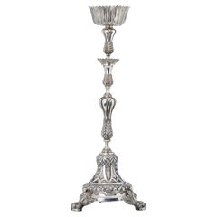 MAGNIFICENT SILVER TORCH HOLDER  Portuguese, 19th Century