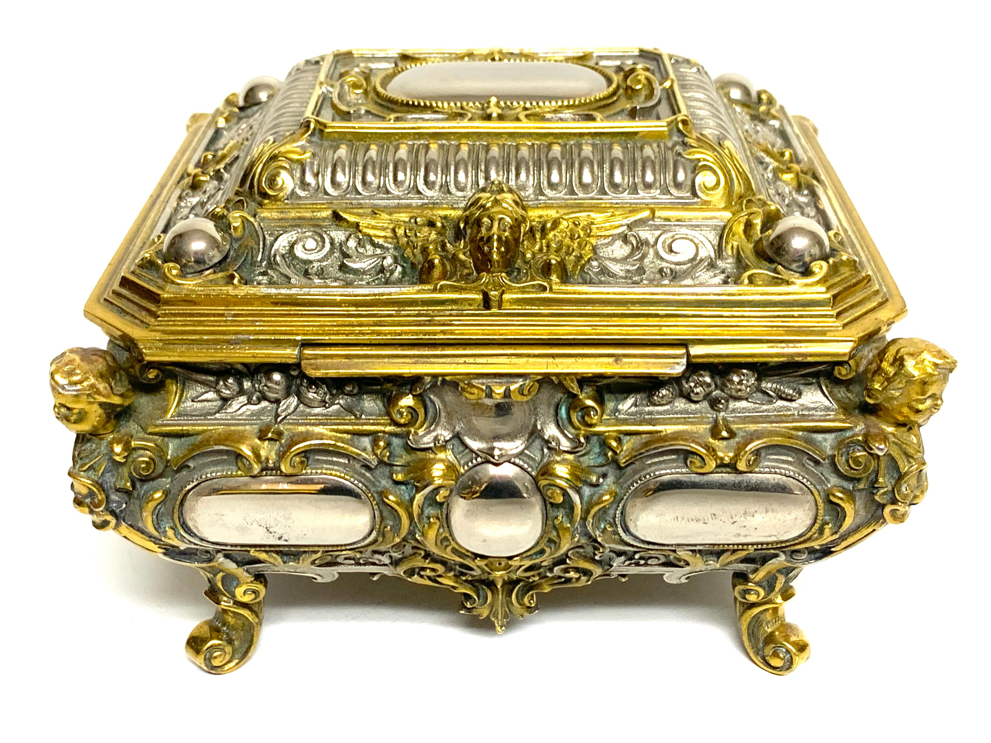 Magnificent Silvered Bronze and Ormolu Jewelry/Table Box For Sale 3