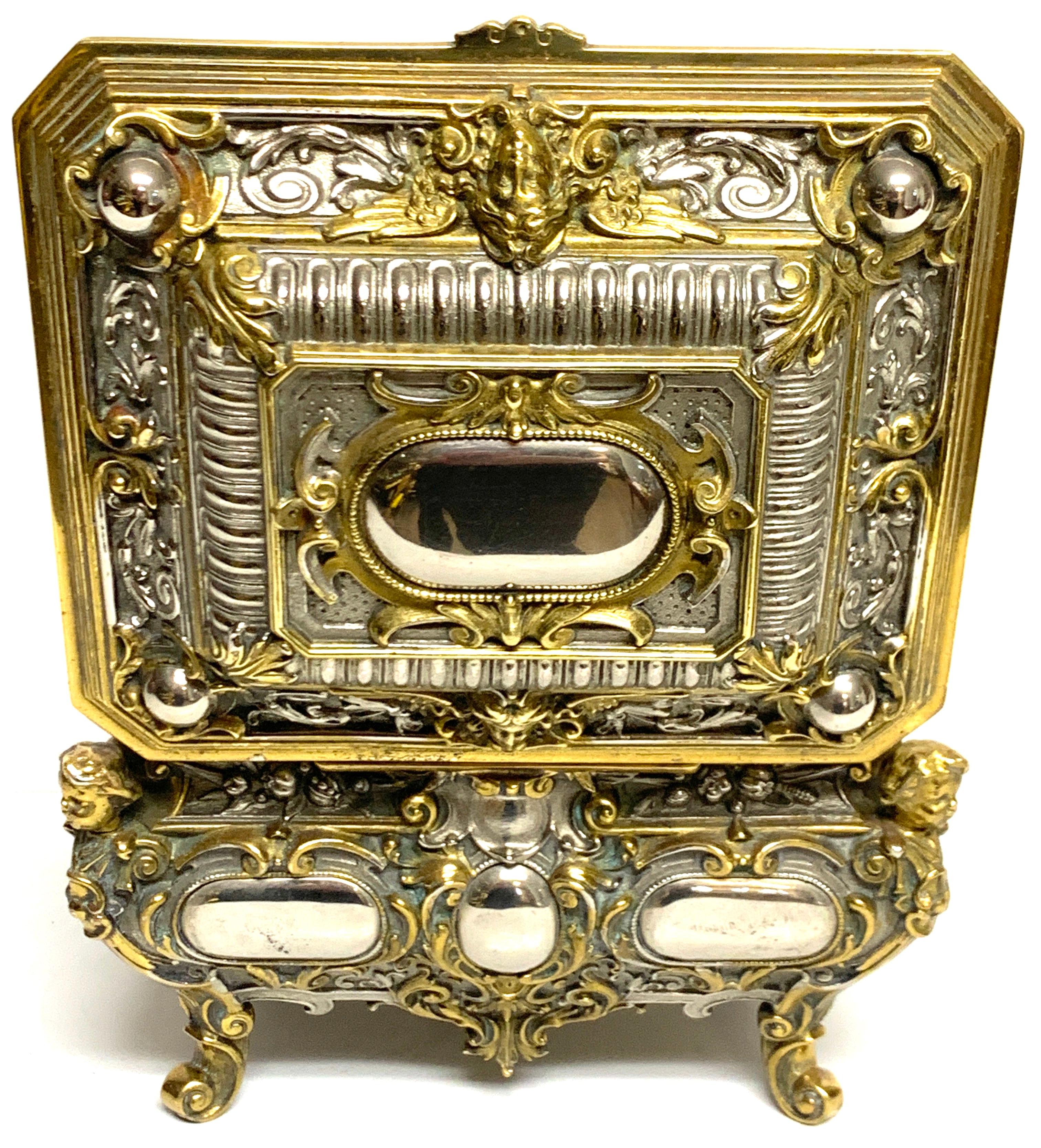 Magnificent Silvered Bronze and Ormolu Jewelry/Table Box For Sale 4
