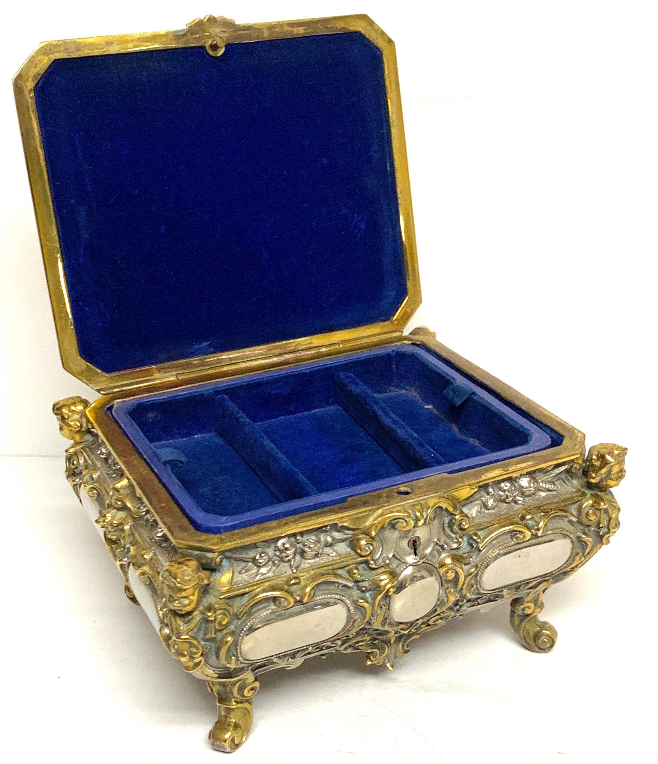 Magnificent Silvered Bronze and Ormolu Jewelry/Table Box For Sale 5