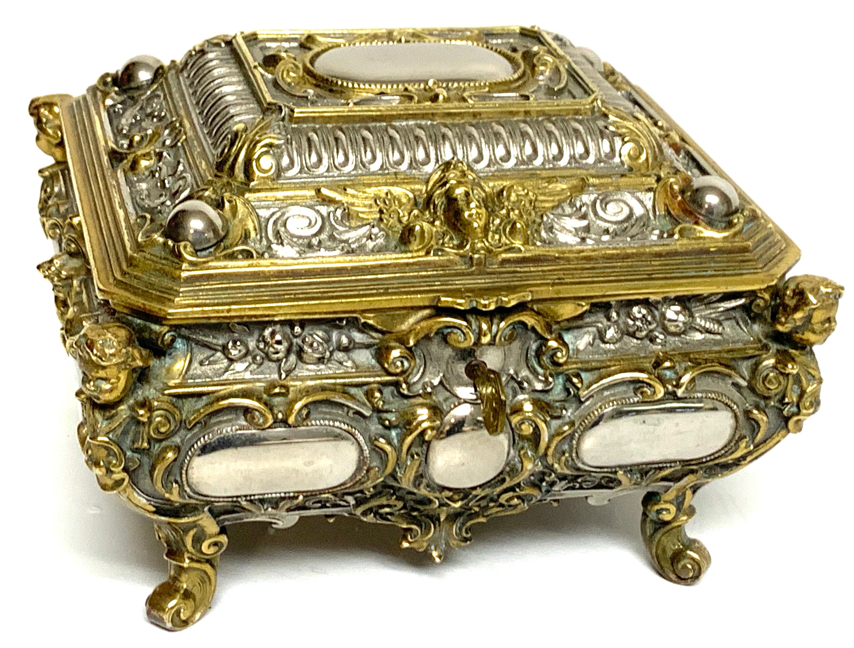 Louis XVI Magnificent Silvered Bronze and Ormolu Jewelry/Table Box For Sale
