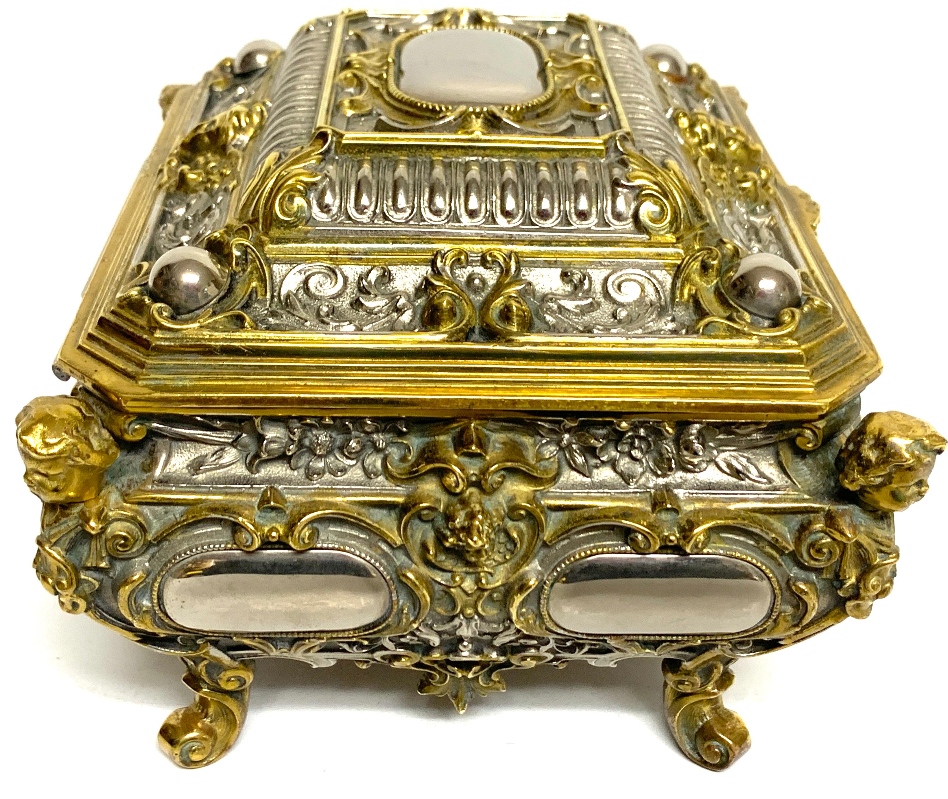 Magnificent Silvered Bronze and Ormolu Jewelry/Table Box For Sale 2