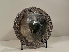 Magnificent Silverplate Large Ornate Round Serving Tray with Hunt Scene