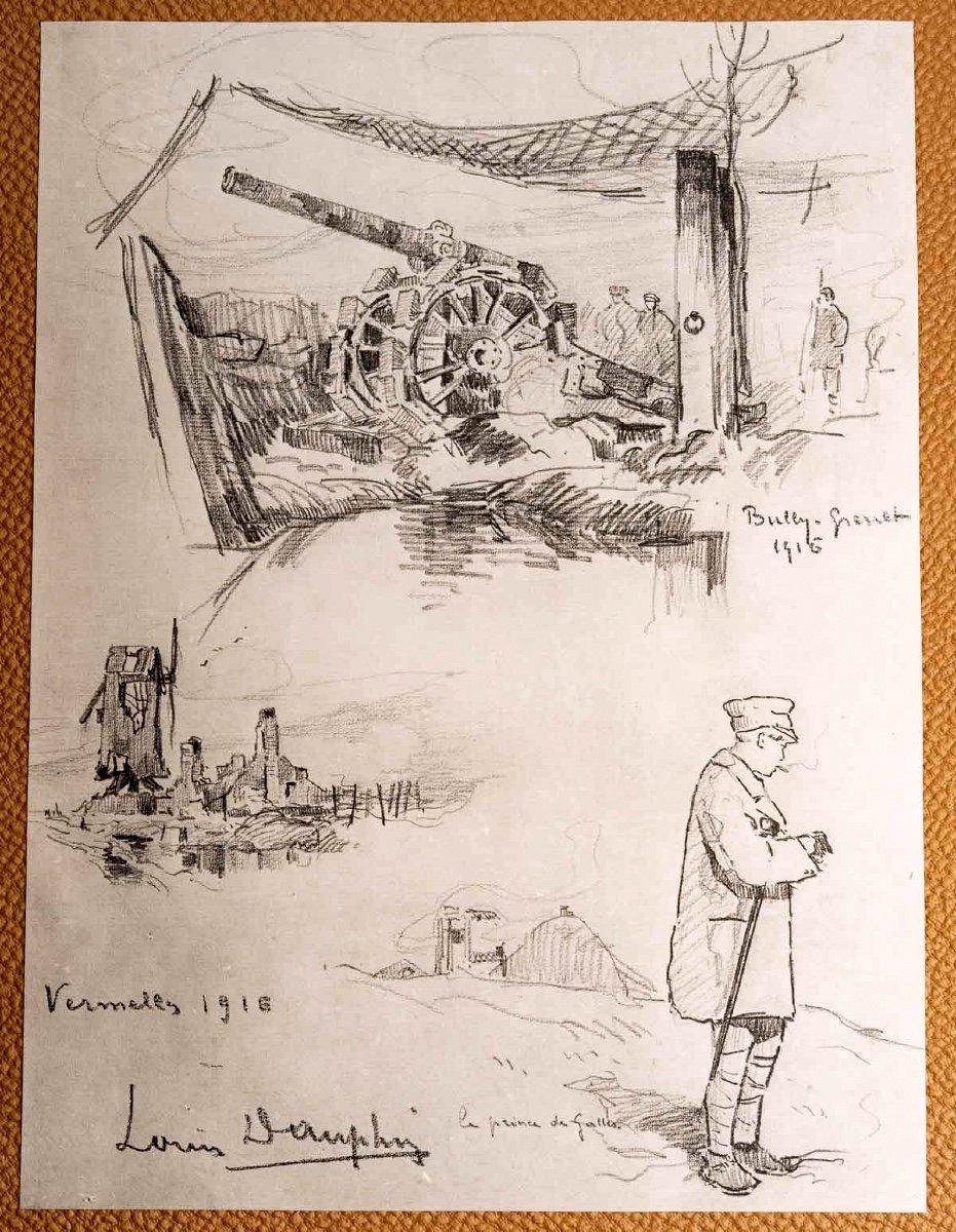 20th Century Magnificent Sketch Album By Louis Dauphin, The Northern Front, War 1914-1918 For Sale