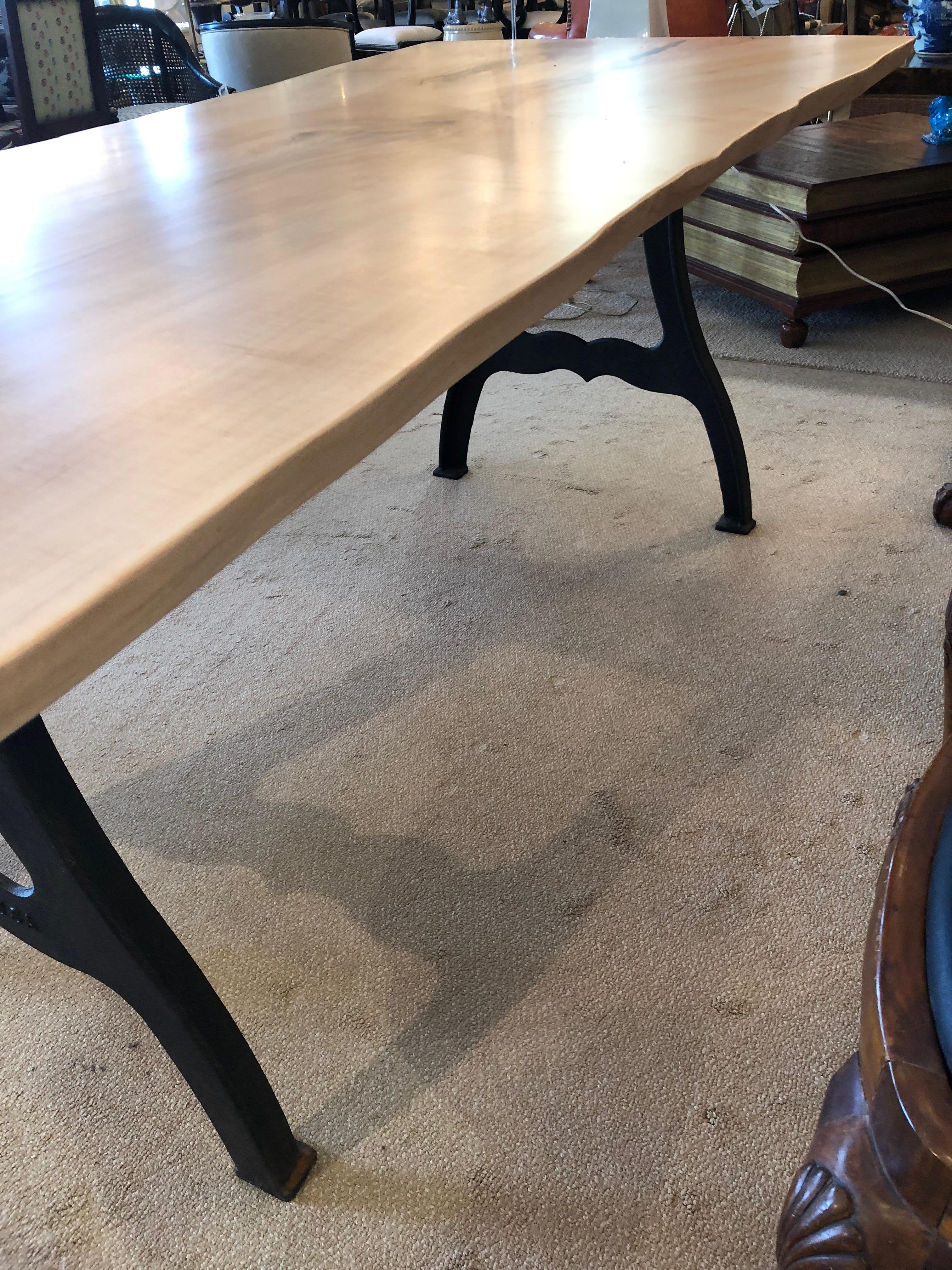 Magnificent Slab Live Edge Maple Dining Table In Excellent Condition In Hopewell, NJ