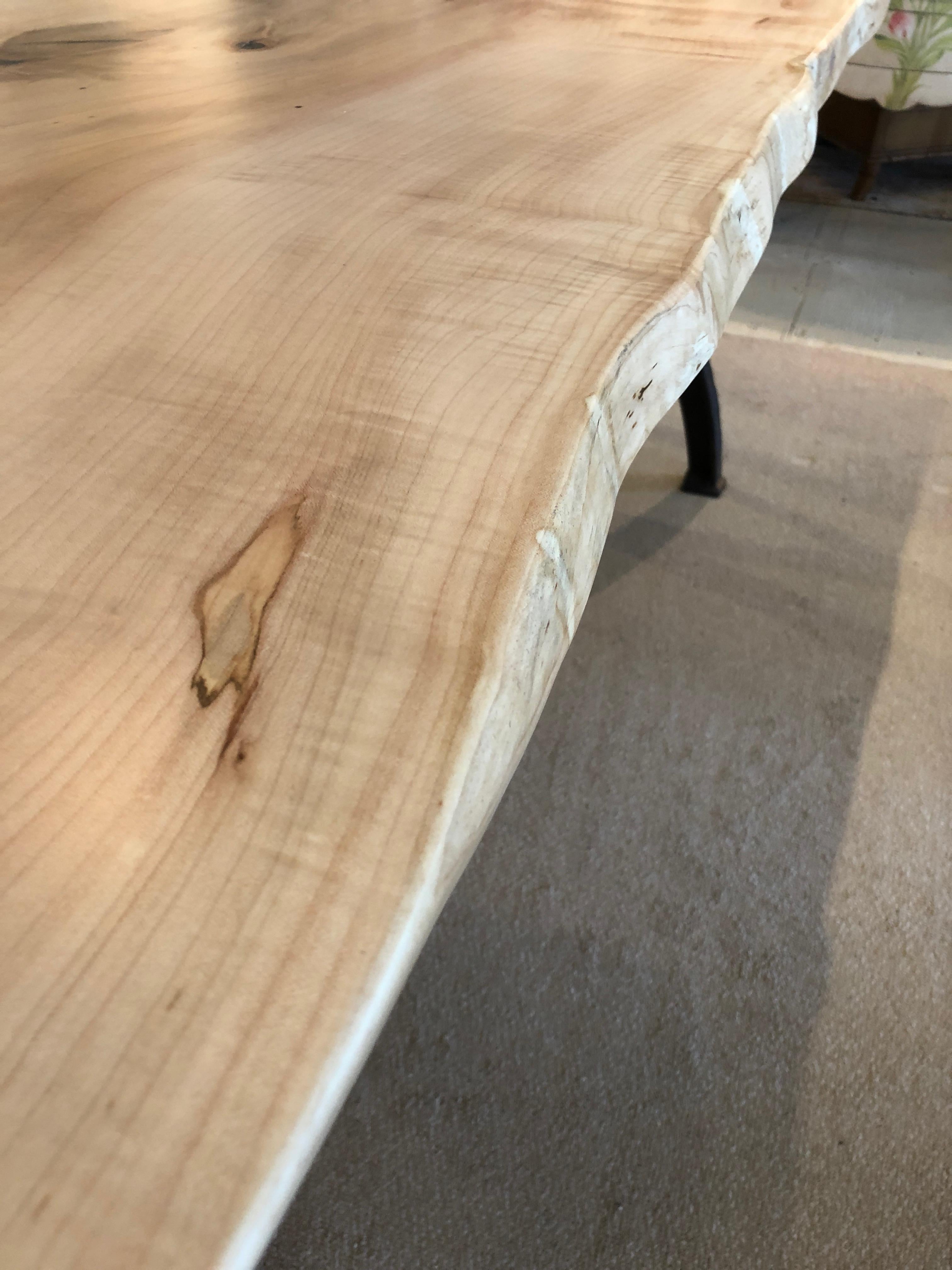 Contemporary Magnificent Slab Live Edge Maple Dining Table