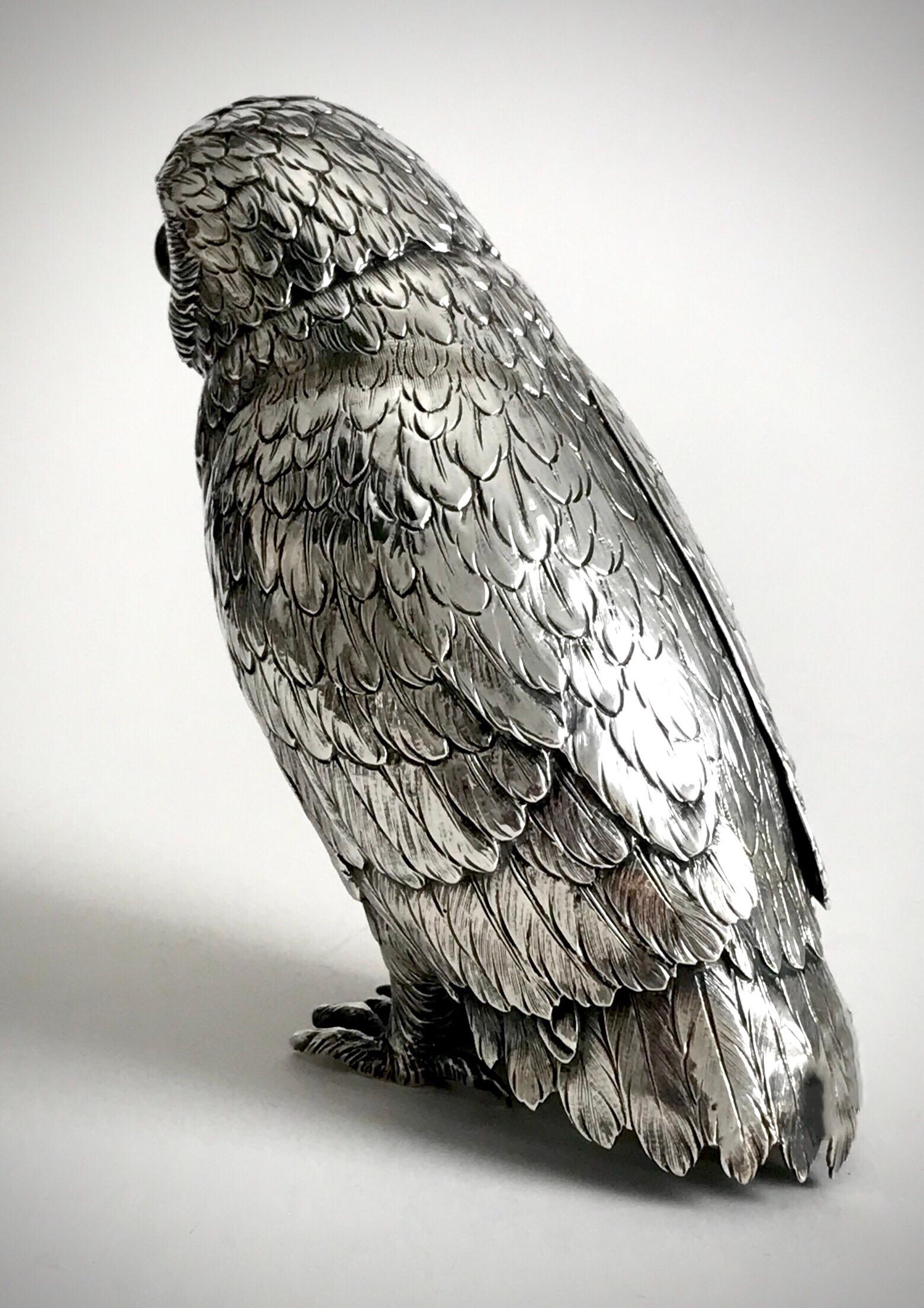 Sterling Silver Magnificent Solid Silver Sterling Large Table Owl 597 Grams 17cm C1910 Novelty