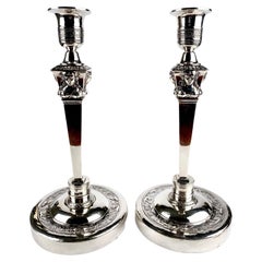 Magnificent Solid Silver Sterling Pair Candlesticks 720g France Paris 1793 