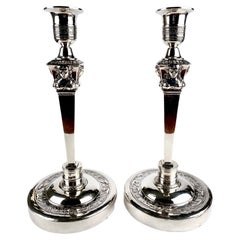 Magnificent Solid Silver Sterling Pair Candlesticks 720g France Paris 1793