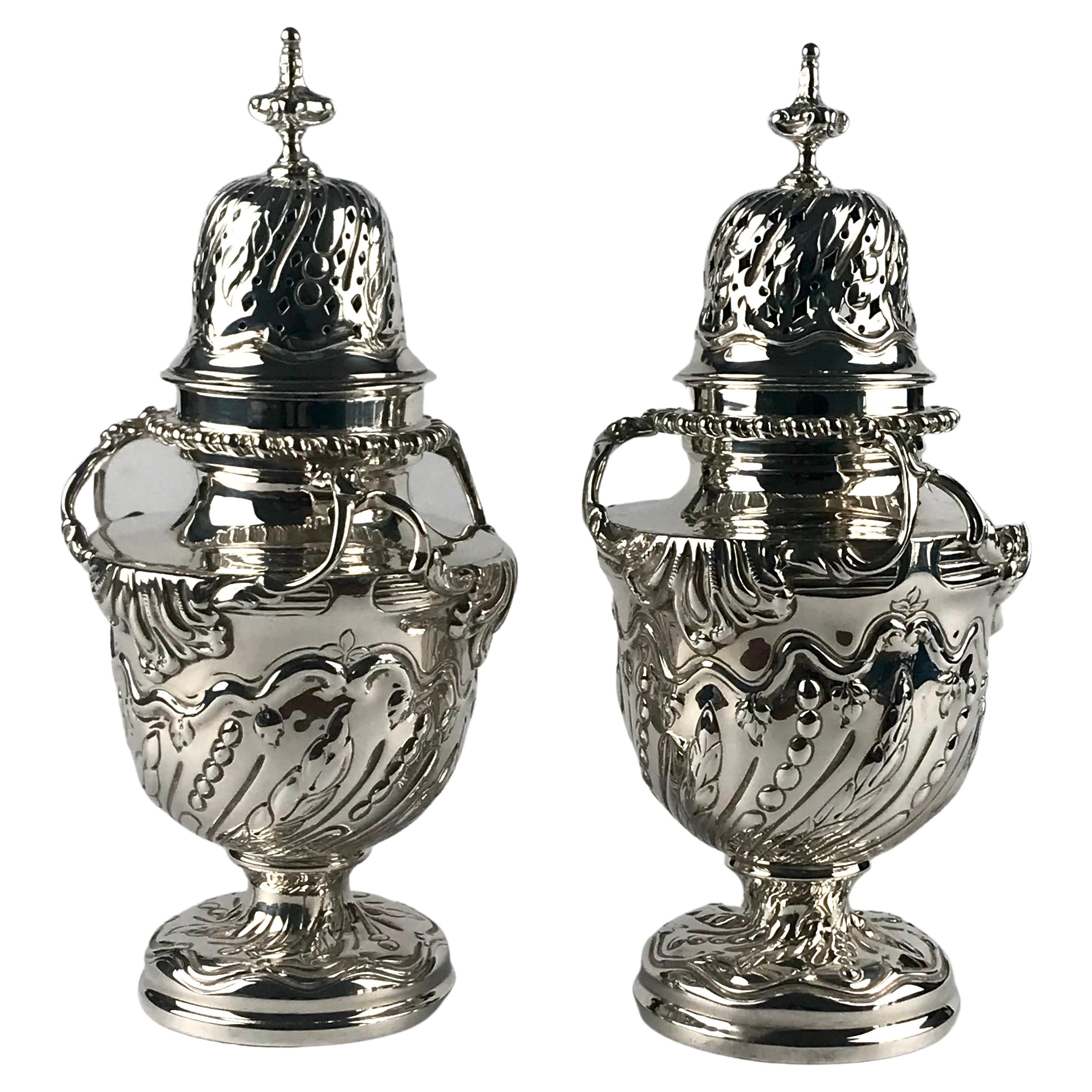 Magnificent Solid Silver Sterling Victorian Pair Sugar Casters Shakers 910g