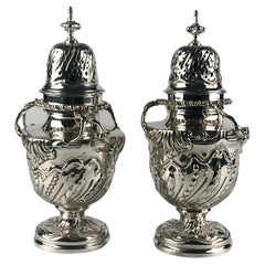 Prächtiges viktorianisches Paar Zuckerstreuer aus massivem Silber und Sterlingsilber, 910 g 