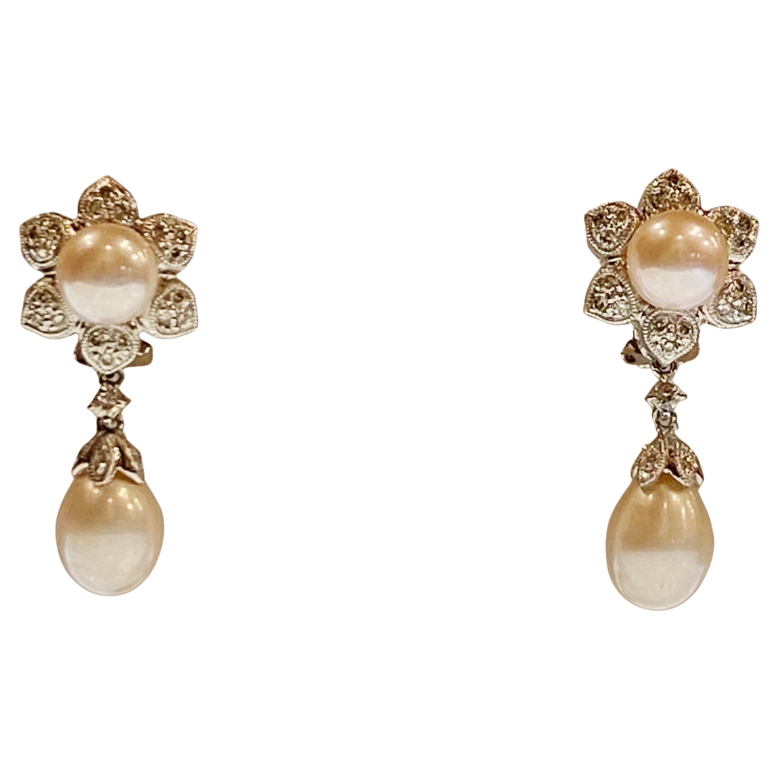 Magnificent South Sea Pearl, Diamond, 18K White Gold Drop Pendant Earrings In Excellent Condition For Sale In MELBOURNE, AU