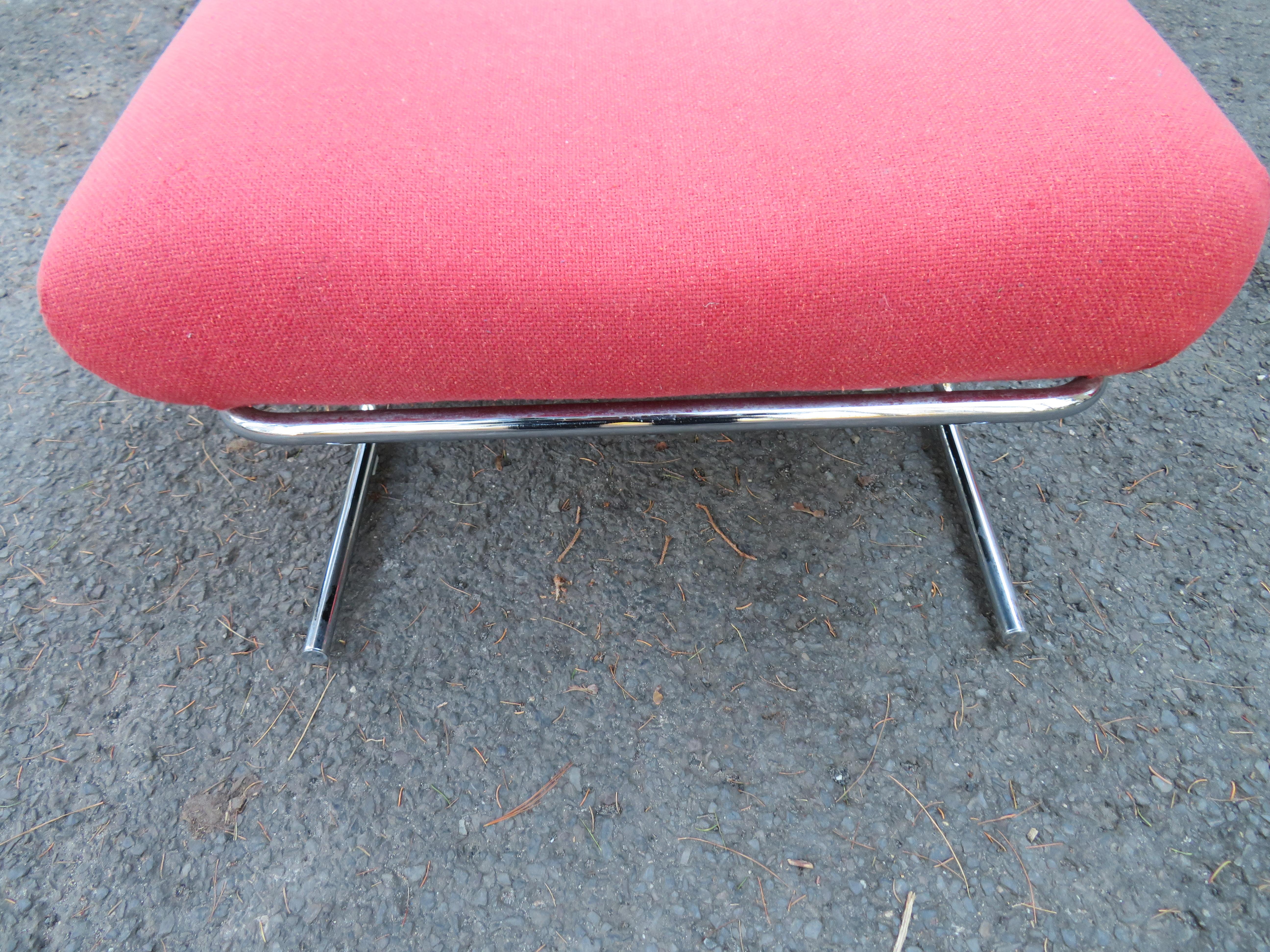 American Magnificent Space-Age Tubular Chrome 3-Seat Bench Ingmar Relling Style For Sale