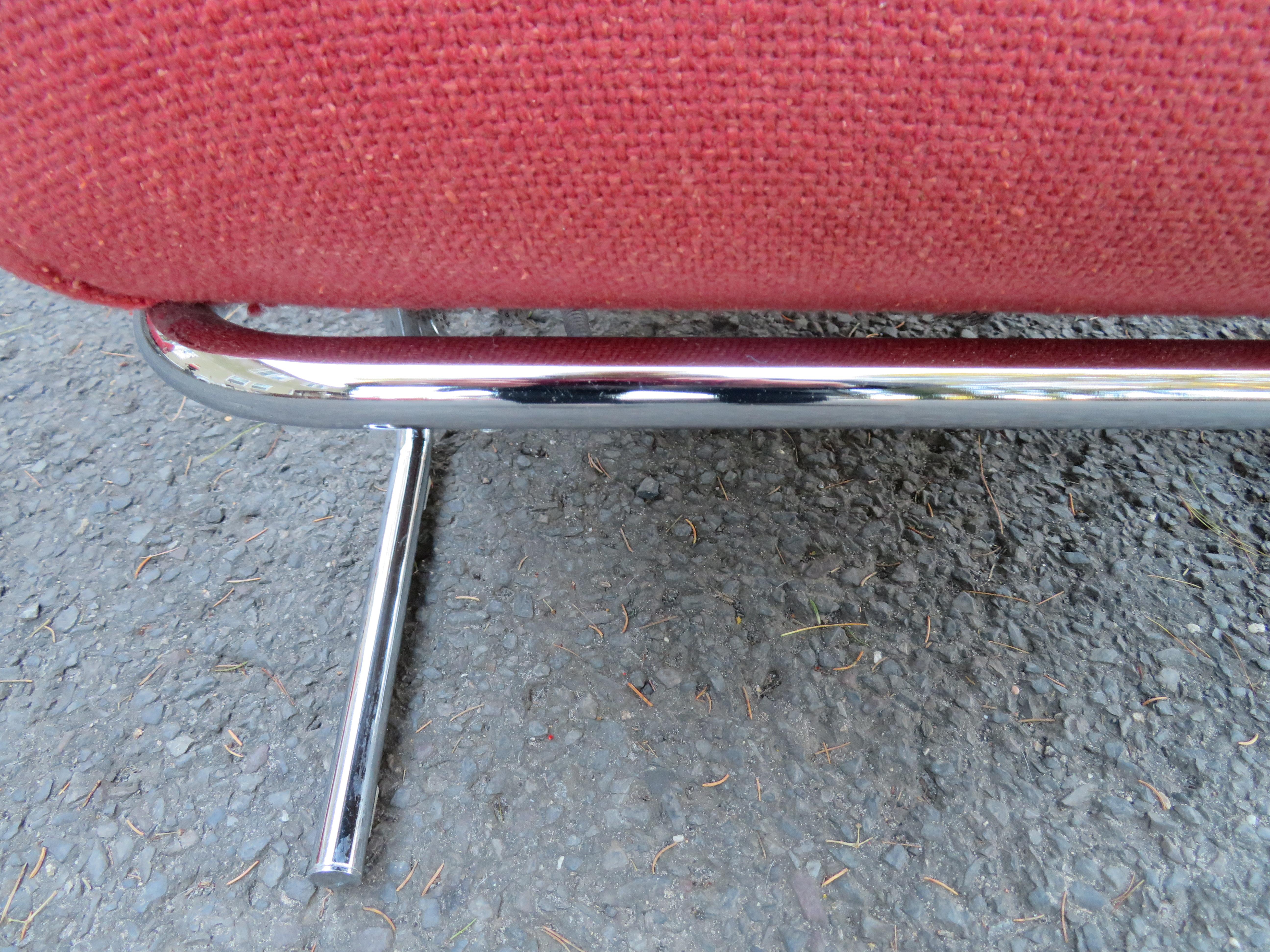Late 20th Century Magnificent Space-Age Tubular Chrome 3-Seat Bench Ingmar Relling Style For Sale