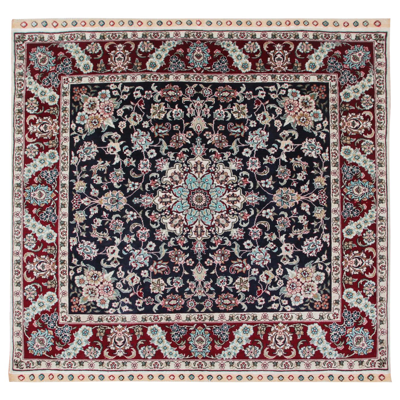 Magnificent Square Vintage Chinese Herekeh Style Silk Rug with Traditional Rug