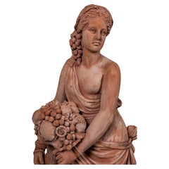 MAGNIFICENT STATUE DELL'ABBONDANZA EN TERRACOTTA TUSCAN 21ème siècle H. 115 cm