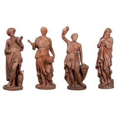 Magnifiques statues « Les 4 saisons » Impruneta en terre cuite fin du 20e siècle