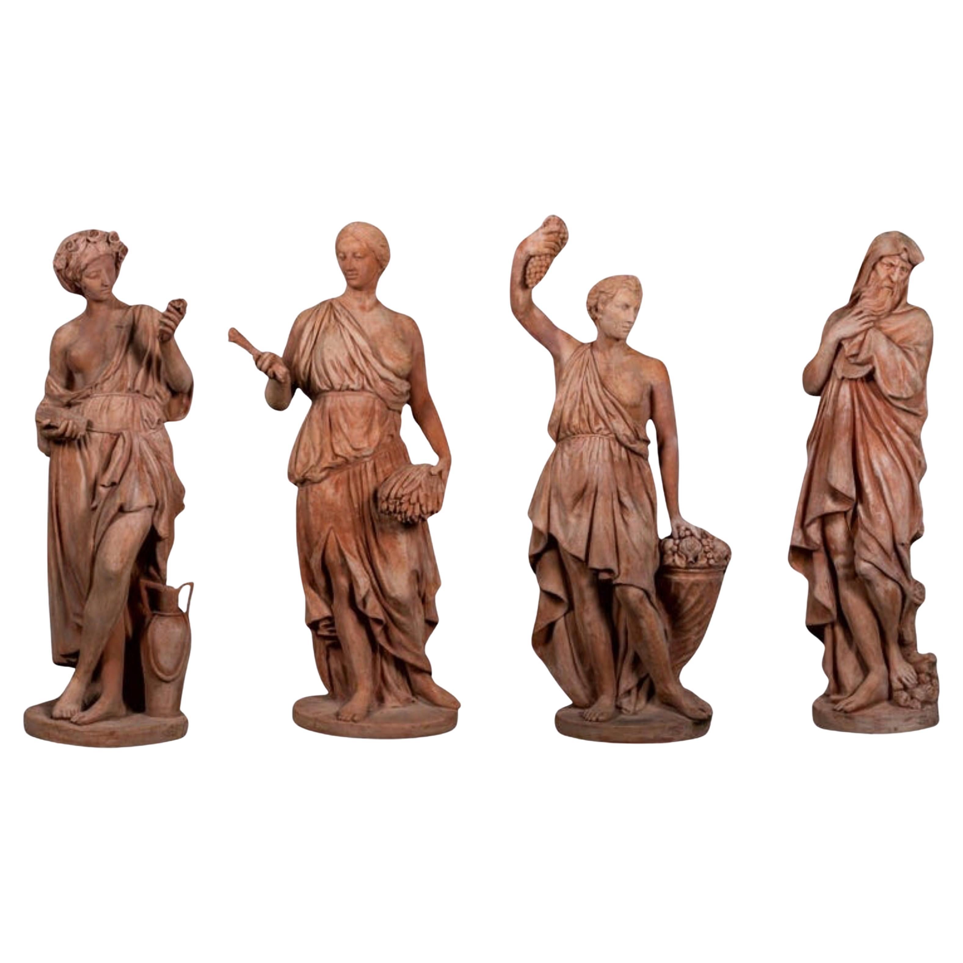 Magnificent Statues " The 4 Seasons " Terracotta Impruneta late 20th Century