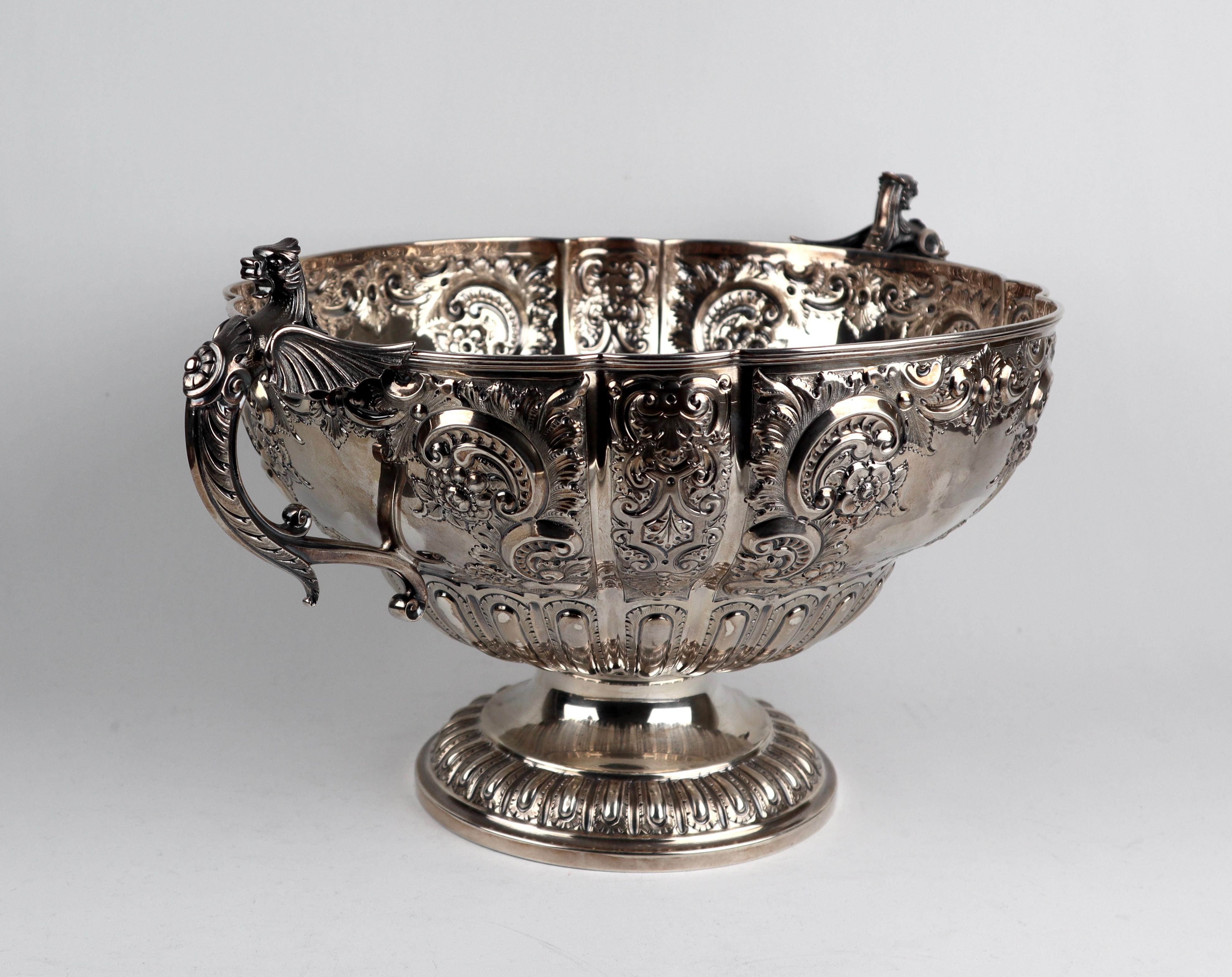 Victorian Magnificent Sterling Silver Wine Cooler Punch Bowl