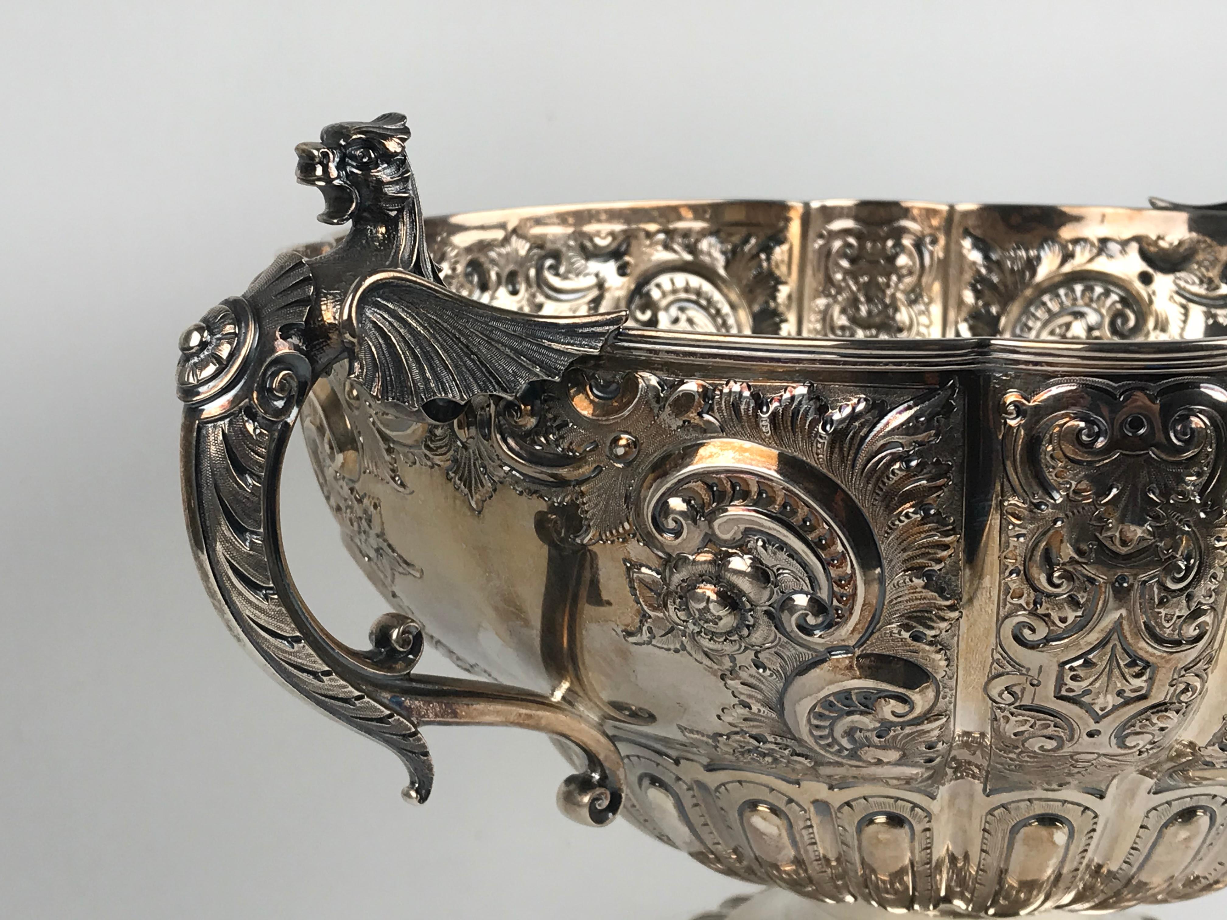 19th Century Magnificent Sterling Silver Wine Cooler Punch Bowl