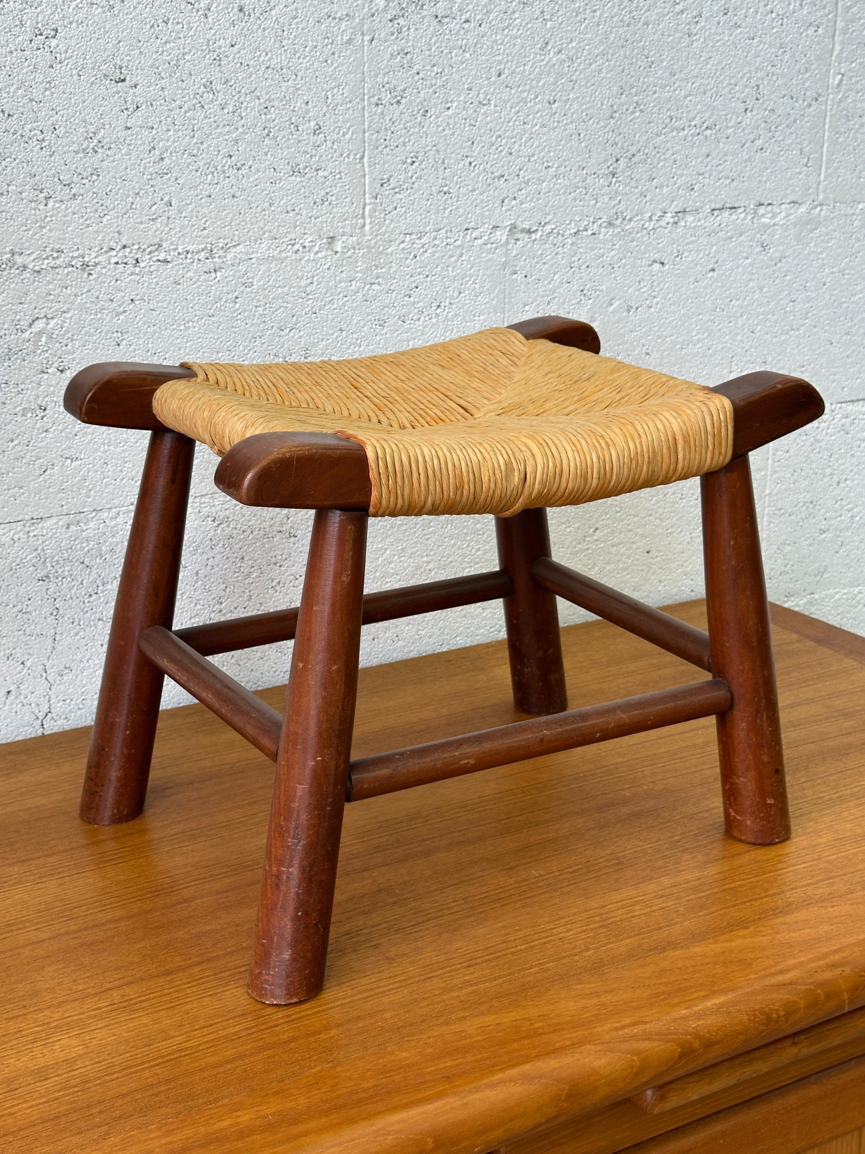 Mid-20th Century Magnificent stool (footrest) from the 50s. rustic brutalist For Sale