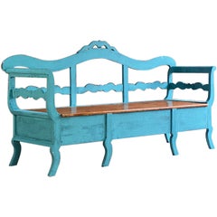 Magnificent Swedish Gustavian Settle Bench Sweden, Circa 1890