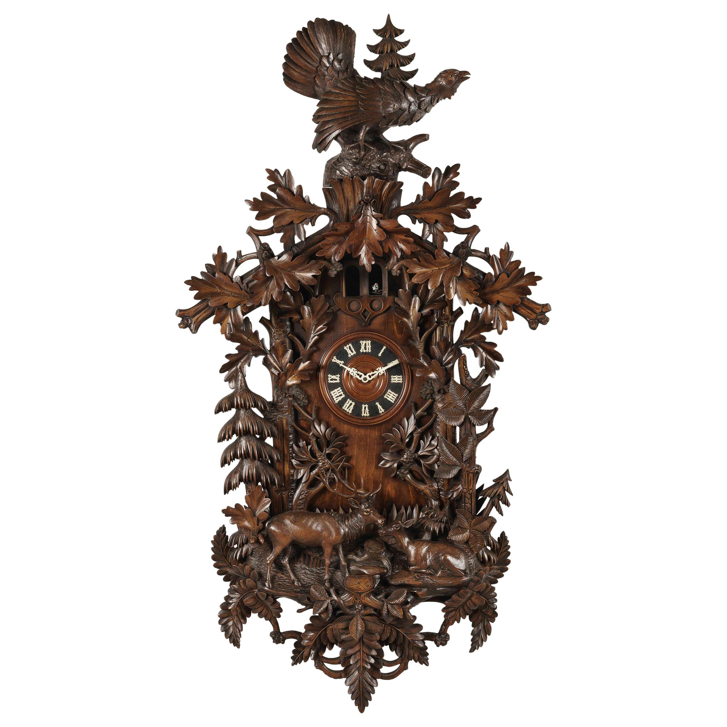 Magnificent Swiss 19th century Black Forest Cuckoo Wall Clock