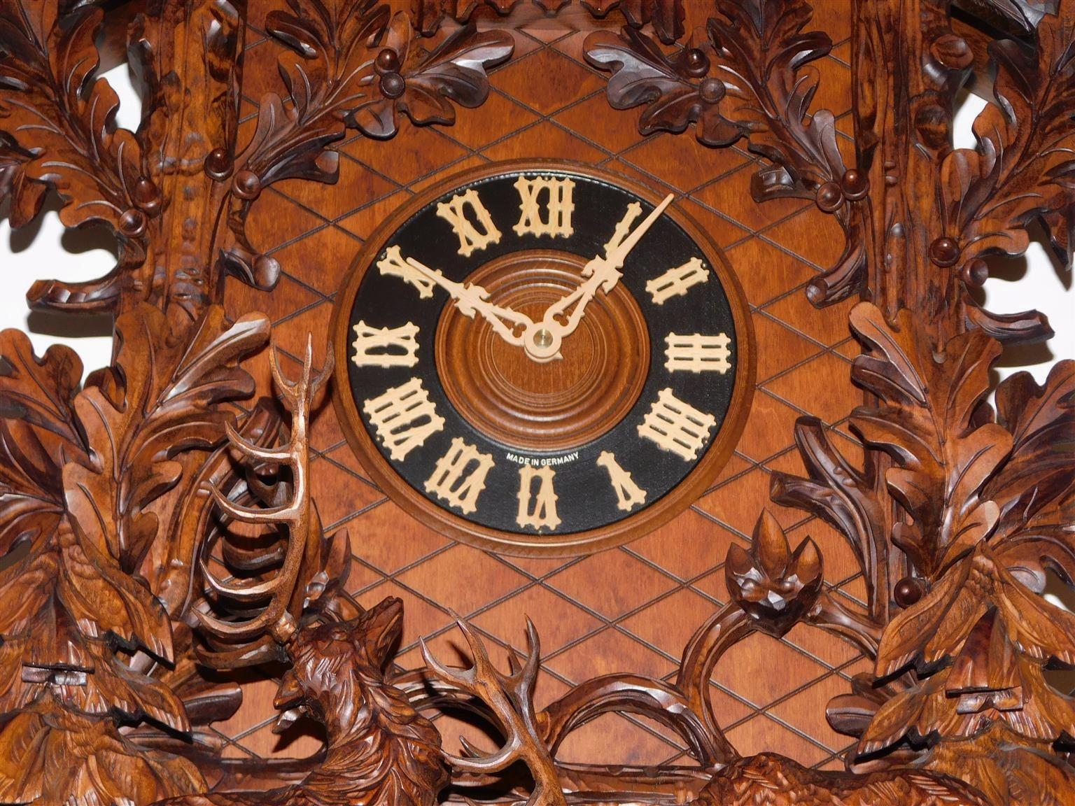 20th Century Magnificent German Black Forest Spread Winged Eagle Cuckoo Wall Clock, 20th Cent