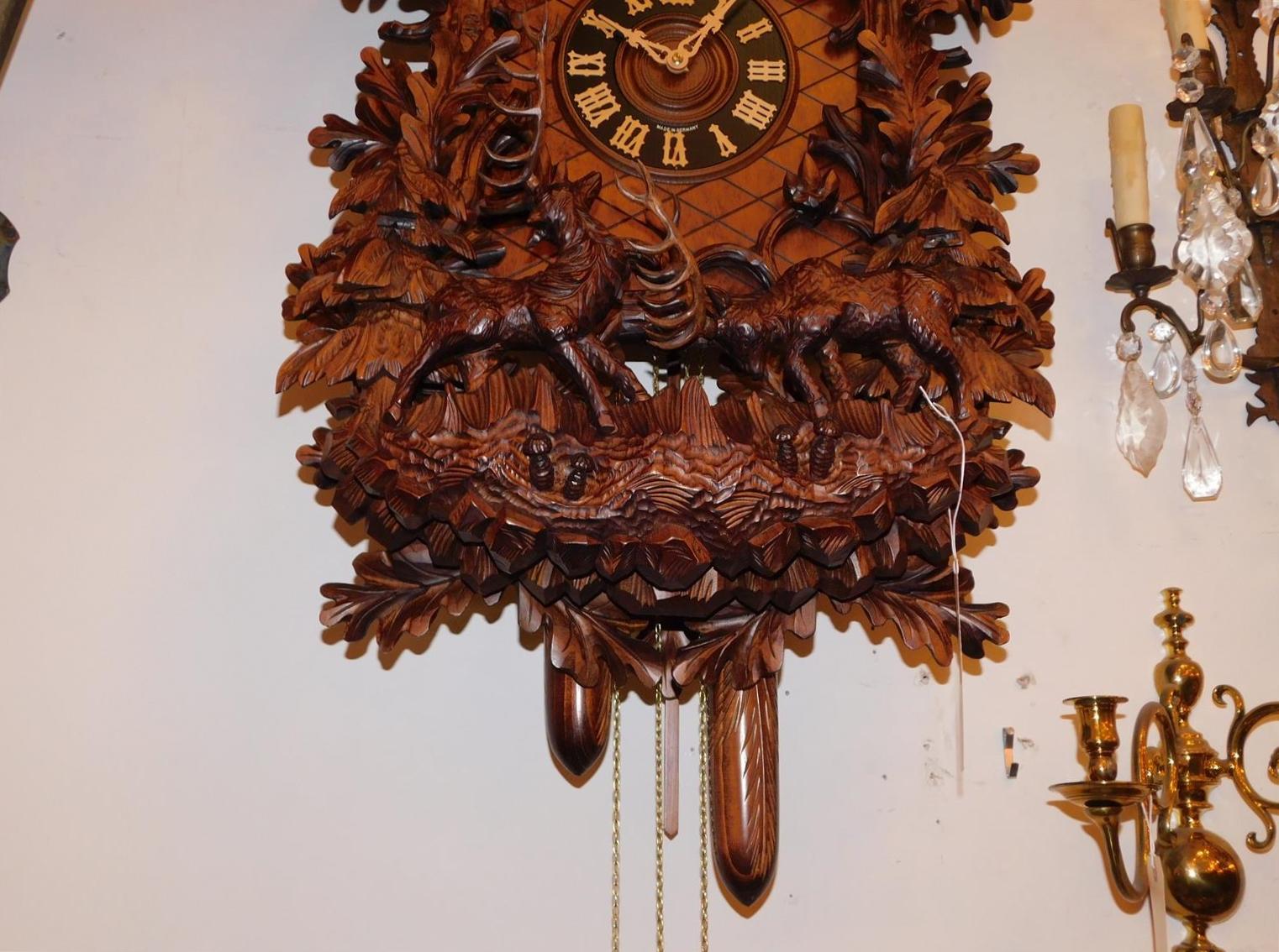 Magnificent German Black Forest Spread Winged Eagle Cuckoo Wall Clock, 20th Cent 1