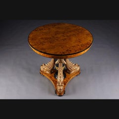 Magnificent Table with Dolphins in Empire Style Beech