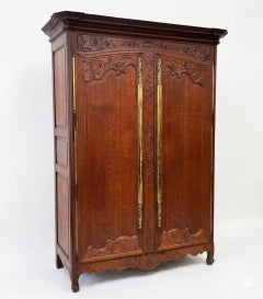 Magnificent & Tall 19th Century French Louis XV Carved Oak Armoire