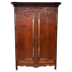 Magnificent & Tall 19th Century French Louis XV Carved Oak Armoire