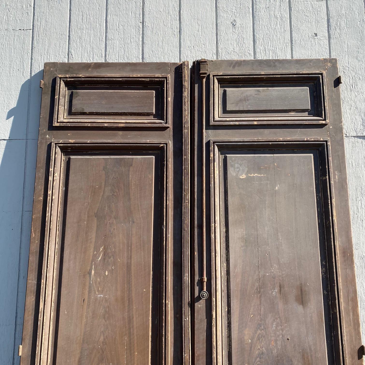 Magnificent Tall 9.5 Feet High French Faux Painted Carved Paneled Double Doors For Sale 4