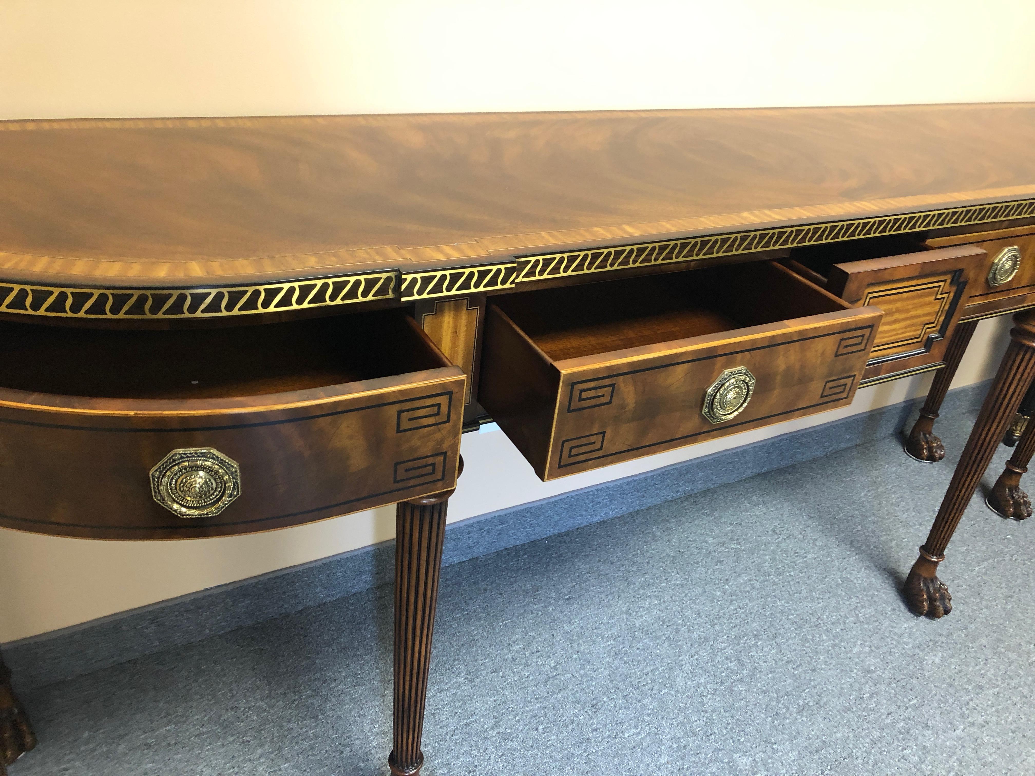 Magnificent Theodore Alexander Brooks Console with Brass Inlay and Greek Key 2